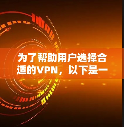 为了帮助用户选择合适的VPN,以下是一些推荐的VPN网站,涵盖了不同的需求和使用场景 为了帮助用户选择合适的VPN,以下是一些推荐的VPN网站,涵盖了不同的需求和使用场景